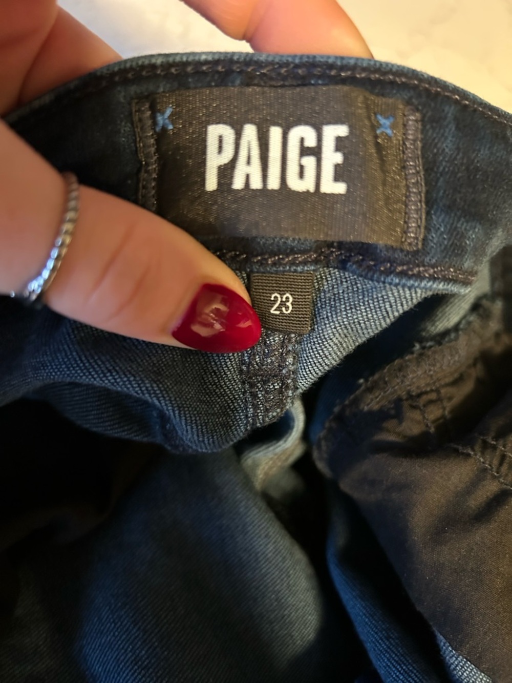 PAIGE Genevieve Dark Blue Flare Stretch Jeans 30” Inseam in Color Novela - Picture 4 of 16